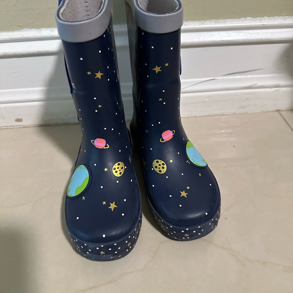 Cat & Jack Blue Rain & Snow Boots with Cosmic Design